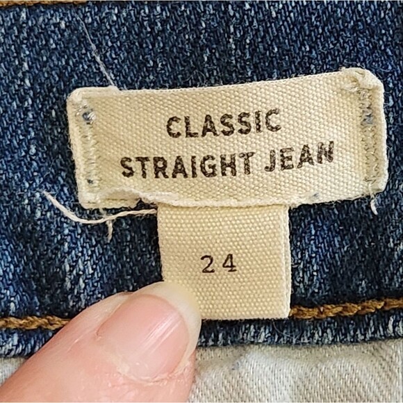 Madewell Classic Straight Jeans in Coldbrook Wash Raw Hem Ankle Women's Size 24 - Picture 7 of 13